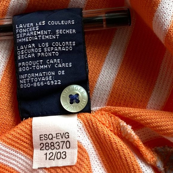 TOMMY HILFIGER POLO SHIRT XL ORANGE DIAGONAL STRIPE VERY UNIQUE SHIRT - Picture 15 of 16